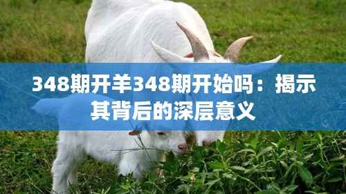348期开羊348期开始吗:揭示其背后的深层意义