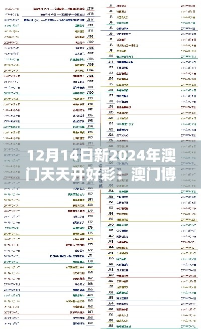 12月14日新2024年澳门天天开好彩:澳门博彩业的转型升级