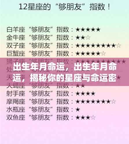 揭秘出生年月与星座对命运的影响,解锁命运密码的奥秘之旅
